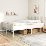 NNEVL Metal Bed Frame without Mattress with Footboard White 183x203 cm King