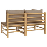 NNEVL 2 Piece Garden Lounge Set with Taupe Cushions Bamboo