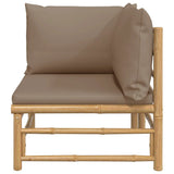 NNEVL Garden Corner Sofa with Taupe Cushions Bamboo