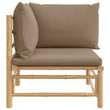 NNEVL Garden Corner Sofa with Taupe Cushions Bamboo