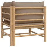 NNEVL Garden Corner Sofa with Taupe Cushions Bamboo