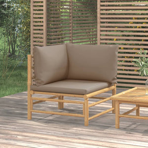 NNEVL Garden Corner Sofa with Taupe Cushions Bamboo