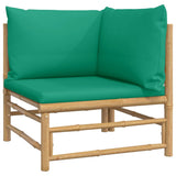 NNEVL 2 Piece Garden Lounge Set with Green Cushions Bamboo