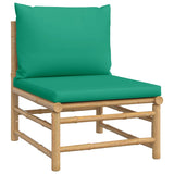 NNEVL 2 Piece Garden Lounge Set with Green Cushions Bamboo