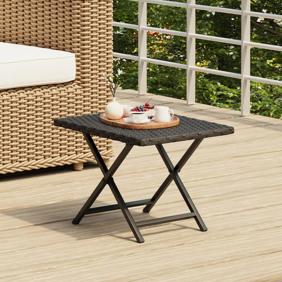 NNEVL Folding Table Black 45x35x32 cm Poly Rattan