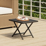 NNEVL Folding Table Black 45x35x32 cm Poly Rattan