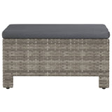 NNEVL Garden Footrest with Cushion Grey Poly Rattan