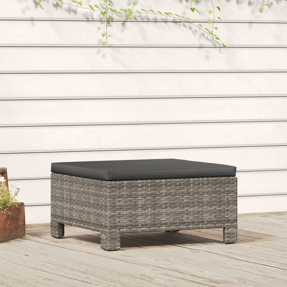 NNEVL Garden Footrest with Cushion Grey Poly Rattan