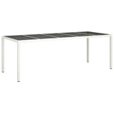 NNEVL Garden Table White 250x100x75 cm Poly Rattan and Tempered Glass
