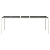 NNEVL Garden Table White 250x100x75 cm Poly Rattan and Tempered Glass
