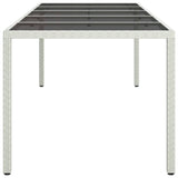 NNEVL Garden Table White 250x100x75 cm Poly Rattan and Tempered Glass