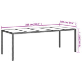 NNEVL Garden Table White 250x100x75 cm Poly Rattan and Tempered Glass