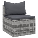 NNEVL Garden Middle Sofas with Cushions 2 pcs Grey Poly Rattan