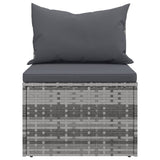 NNEVL Garden Middle Sofas with Cushions 2 pcs Grey Poly Rattan