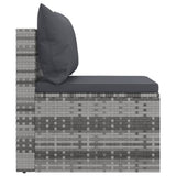 NNEVL Garden Middle Sofas with Cushions 2 pcs Grey Poly Rattan
