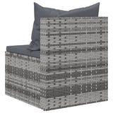 NNEVL Garden Middle Sofas with Cushions 2 pcs Grey Poly Rattan