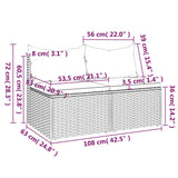 NNEVL Garden Middle Sofas with Cushions 2 pcs Grey Poly Rattan