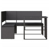 NNEVL Garden Sofa with Table and Cushions L-Shaped Black Poly Rattan