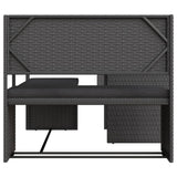 NNEVL Garden Sofa with Table and Cushions L-Shaped Black Poly Rattan