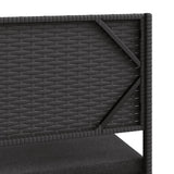 NNEVL Garden Sofa with Table and Cushions L-Shaped Black Poly Rattan