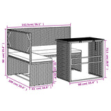 NNEVL Garden Sofa with Table and Cushions L-Shaped Black Poly Rattan