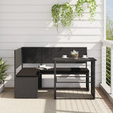 NNEVL Garden Sofa with Table and Cushions L-Shaped Black Poly Rattan