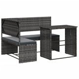 NNEVL Garden Sofa with Table and Cushions L-Shaped Grey Poly Rattan