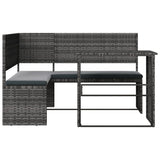 NNEVL Garden Sofa with Table and Cushions L-Shaped Grey Poly Rattan