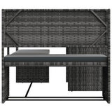 NNEVL Garden Sofa with Table and Cushions L-Shaped Grey Poly Rattan
