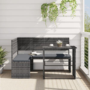 NNEVL Garden Sofa with Table and Cushions L-Shaped Grey Poly Rattan