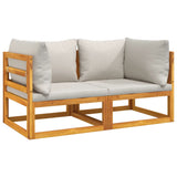 NNEVL Sectional Corner Sofas 2 pcs with Light Grey Cushions Solid Wood Acacia