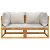 NNEVL Sectional Corner Sofas 2 pcs with Light Grey Cushions Solid Wood Acacia