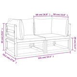 NNEVL Sectional Corner Sofas 2 pcs with Light Grey Cushions Solid Wood Acacia