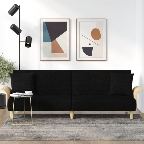 NNEVL Sofa Bed with Armrests Black Fabric