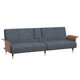 NNEVL Sofa Bed with Cup Holders Dark Grey Velvet