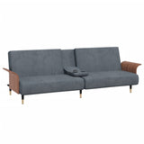 NNEVL Sofa Bed with Cup Holders Dark Grey Velvet