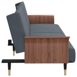 NNEVL Sofa Bed with Cup Holders Dark Grey Velvet