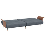 NNEVL Sofa Bed with Cup Holders Dark Grey Velvet