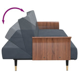 NNEVL Sofa Bed with Cup Holders Dark Grey Velvet