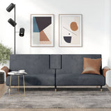 NNEVL Sofa Bed with Cup Holders Dark Grey Velvet