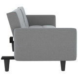 NNEVL Sofa Bed with Cup Holders Light Grey Fabric