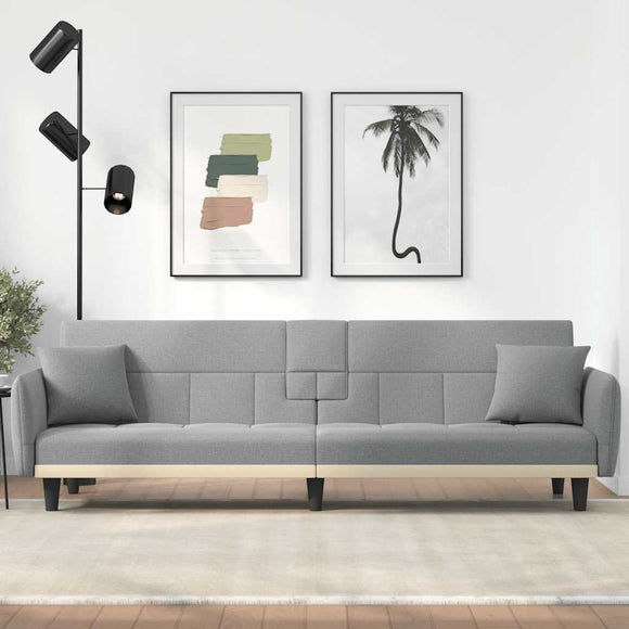 NNEVL Sofa Bed with Cup Holders Light Grey Fabric