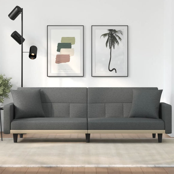 NNEVL Sofa Bed with Cushions Dark Grey Fabric