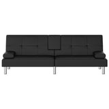 NNEVL Sofa Bed with Cup Holders Black Faux Leather