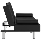 NNEVL Sofa Bed with Cup Holders Black Faux Leather