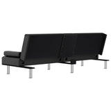NNEVL Sofa Bed with Cup Holders Black Faux Leather