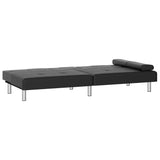 NNEVL Sofa Bed with Cup Holders Black Faux Leather