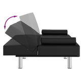 NNEVL Sofa Bed with Cup Holders Black Faux Leather