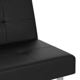 NNEVL Sofa Bed with Cup Holders Black Faux Leather
