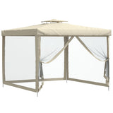NNEVL Gazebo with Double Roof Cream 3x3x2.68 m Fabric